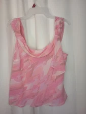 Bandolino Y2K Cowl Neck Tank Top 14 Pink Chiffon Retro Festival Fairy Coachella
