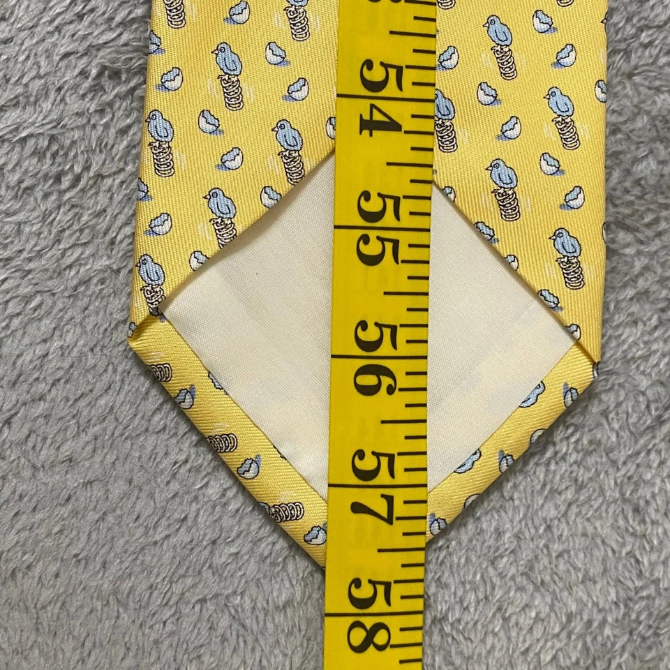 Corbata de seda Vineyard Vines amarillo azul pájaro primavera hecha a mano EE. UU. 58 pulgadas Foto 2 de 4