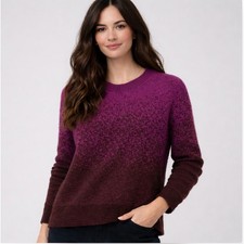 Athleta Jacquard Crew Sweater Merino Wool Blend Pink Purple Ombr Size S