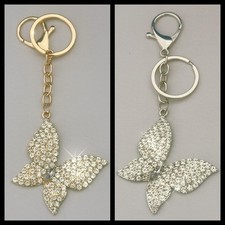 BUTTERFLY KEY CHAIN SPARKLING CRYSTALS SELECT COLOR FREE USA SHIPPING