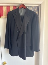 Vintage Paul Stuart 2 Piece Tuxedo Double Breasted Peak Lapel 46R 40x29