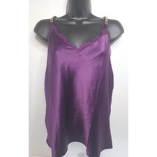 Victoria's Secret Royal Purple Satin Lace Back Chain Strap Camisole Top Large