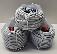 3 Pack of 50ft Each All-in-One Video Power Cables for BNC Extension Surveillance