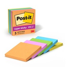 Post it Super Sticky Notes Energy Boost Collection 5 Pads 90 Sheets 3x3 Inches
