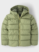 GUC The Childrens Place Boys Green Hooded Quilted Full Zip Puffer Jacket Coat 5T