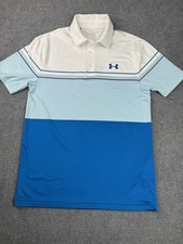 Under Armour Polo Shirt Mens Small Blue Stripe The Playoff Golf Performance