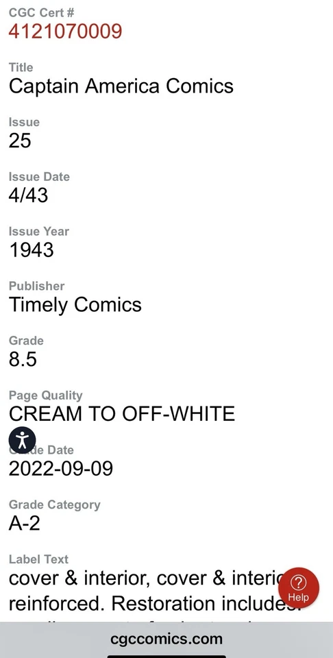 ⭐️Captain America Comics #25, 1943 CGC 8.5 (3rd Highest Grade)🔥Beautiful ! - Image 4 of 4