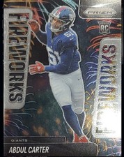 Panini 2025 Prizm Rookie Abdul Carter #7 New York Giants Fireworks NFL Card