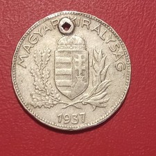 Ungheria Moneta 1 Pengo 1937 Argento Con Foro