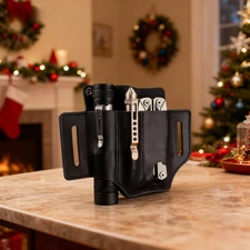 US Tactical Synthetic Leather Tool Sheath Pack EDC Knife Flashlight Sheath Pouch