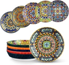 32 Oz Pasta Bowls Set of 6 Ceramic Large Colorful Salads Serving Plates for
