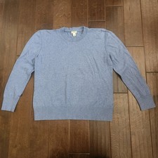 LL Bean Mens Blue Crewneck Sweater Medium Regular Knit Classic Casual