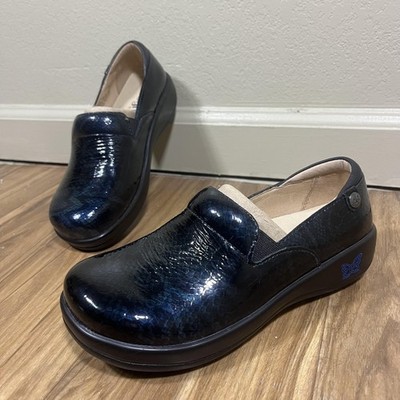 Alegria KEL-165 Clog Shoes Womens Size 6 Black Leather Slip Resistant EU 36
