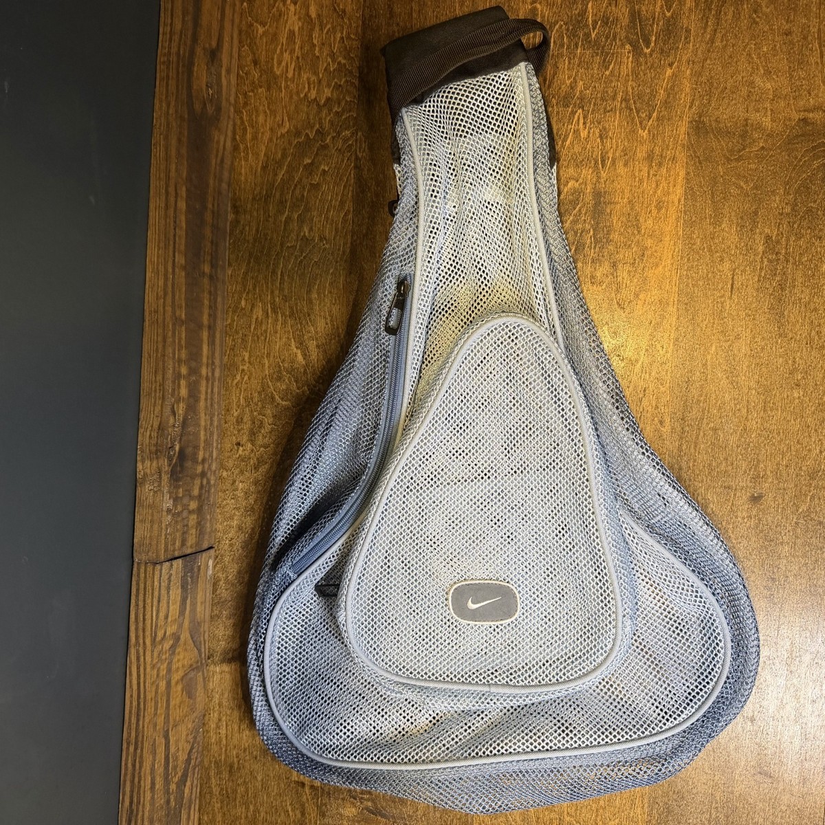 RARE Vintage Nike Y2K Mesh One Shoulder Sling Bag Silver Tag