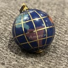 Yellow Gold Tone and Lapis Blue Color Labelled Continents Globe Pendant Untested — photo 4