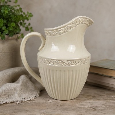 Mikasa Italian Countryside D900 Stoneware Pitcher Creamer Jug 8  Ivory