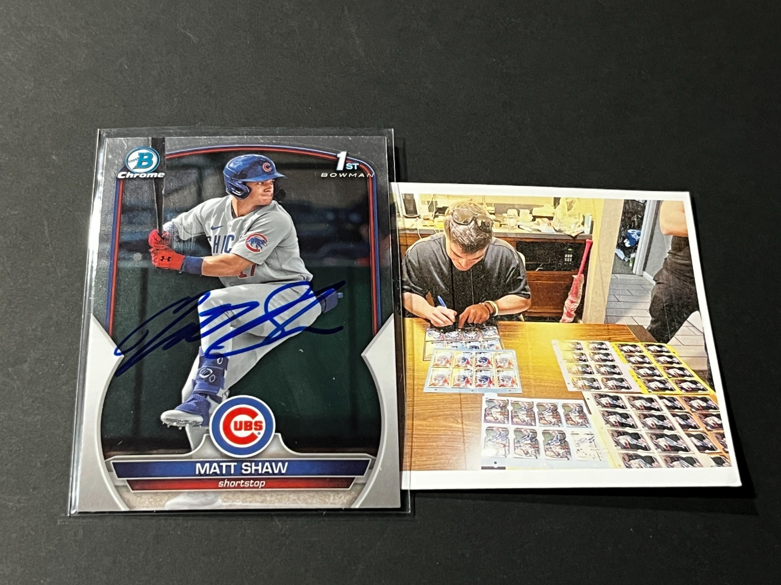 Matt Shaw Cubs Auto Signed 2023 Bowman Draft 1st Chrome .