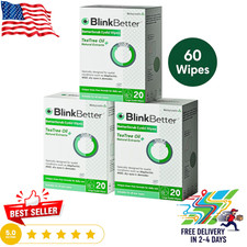 Tea Tree Oil Eyelid Wipes Blepharitis Dry Eye MGD Biodegradable 60ct 3PK