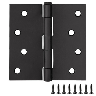 10-Pack Matte Black Interior Door Hinges- 4-inch x 4-inch Square Corner Steel
