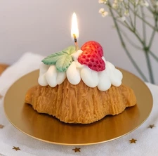 Berry Croissant Candle, Iron Holder Included, Bakery Candle, Sweet Treat Gift