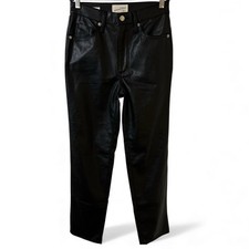 Universal Thread Black Faux Leather Pants Jeans Sz 4R Mid Rise 80s Slim