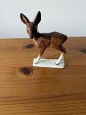 Ceramic Pottery Doe Deer Ornament Figurine on Base
