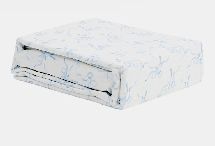 Laura Ashley QUEEN Cotton Percale NEW blue Bow Ribbon SHEET SET - Image 2 of 2