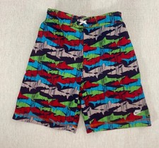 Nike Swim Trunks Boys 7 Multicolor Shark Print Lined Drawstring Beach Pool