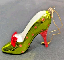 Vintage Kurt Adler Green Glitter If The Shoe Fits High Heel Ornament Replacement