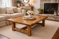 Large Coffee Table 110 x 80cm Solid Wood Handmade Chunky Rustic Reclaimed Style