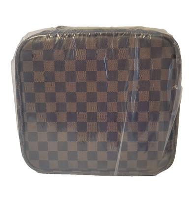 Checkered Makeup Bag Cosmetic Case Women Travel Multifunctional Adjustable Strap