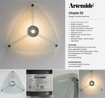 Artemide Utopia 52   Designleuchte von Ernesto Gismondi   Original Made in Italy