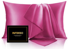 1 Pack Silk Pillowcase,Blissy-like DKBslik for Hair and Skin, Pink Queen Size