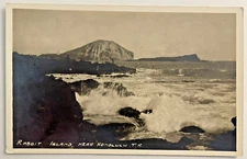 RPPC HONOLULU HI Hawaiian Islands Rbbit Island Surf 1920s