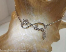 Hawaiian Rhodium 925 STER Silver Turtle Infinity Love Joy DC Chain Anklet 9"-11"