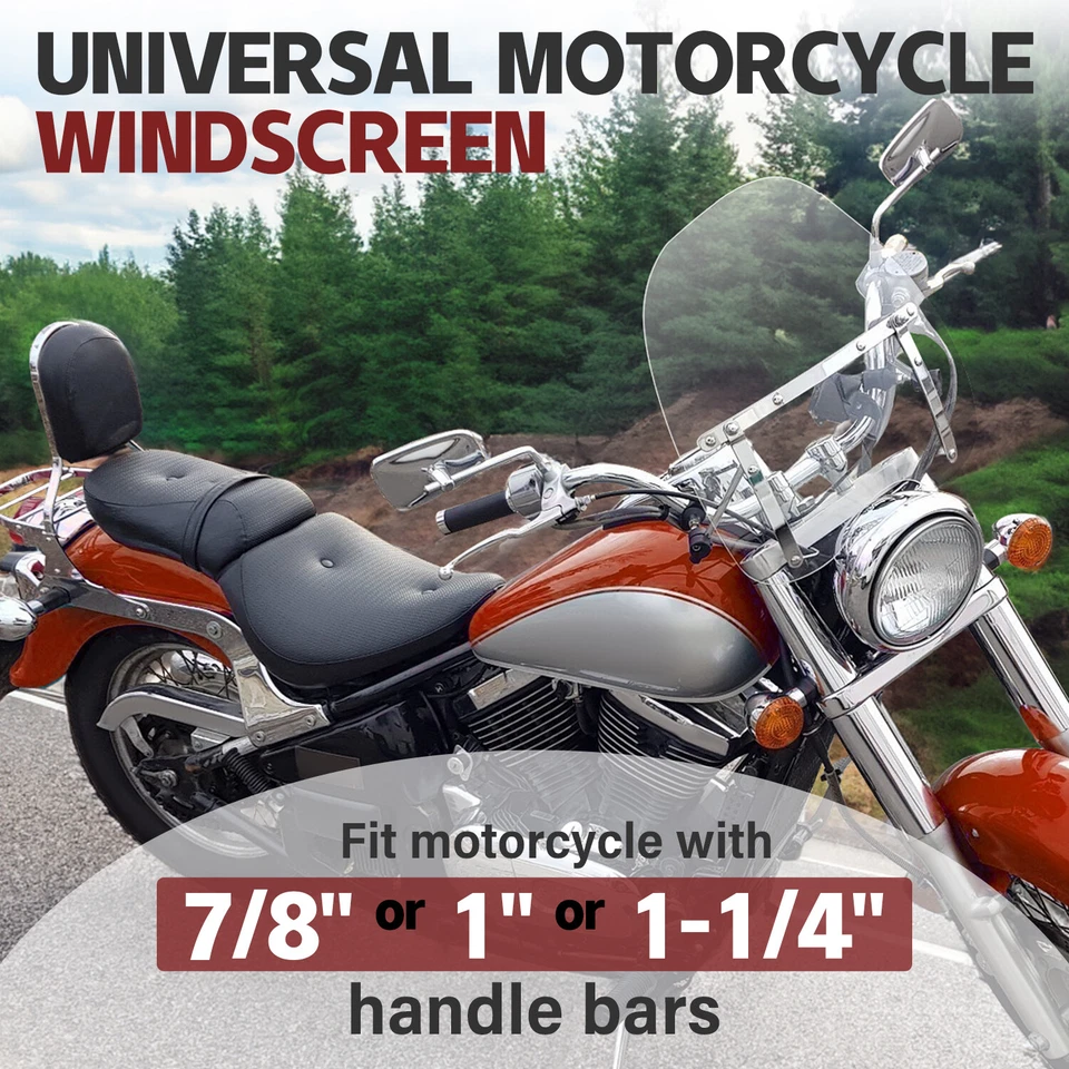 For Suzuki Boulevard C50 M50 C90 M90 19"x17" Clear Windshield 7/8" Handlebar - Image 4 of 4