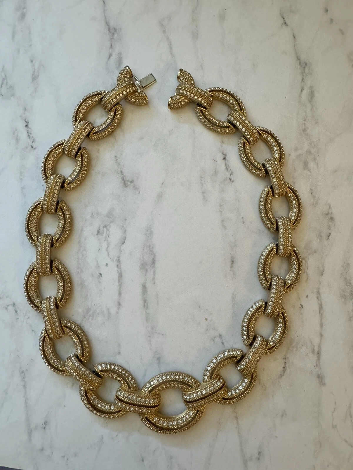 Autentica Collana Vintage Christian Dior Placcata in Oro Cristallo Statement