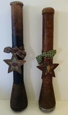 2 Textile Antique Primitive Wooden Thread Yarn Spool Bobbin Farmhouse Decor