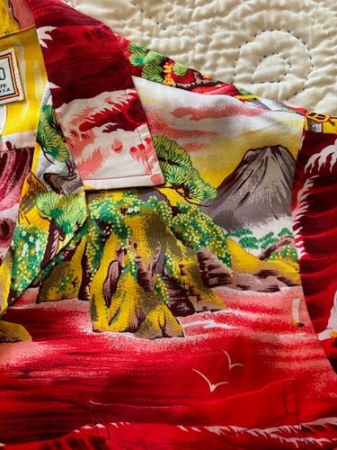 Kalaheo Mt Fuji Asian Rayon Hawaiian Aloha Shirt Avanti Spooner Kahala Koi Gr. L - Bild 4 von 15