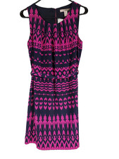 Forever 21 Womens Dress Short Navy Magenta Patterned Sleeveless Size Small New