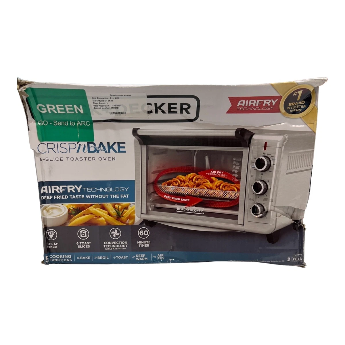 Black + Decker Crisp 'n Bake Air Fry Toaster Oven, 6 Slice