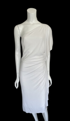 ALBERTA FERRETTI White One Shoulder Ruffle Cocktail Body on Dress! NWT $995  | eBay