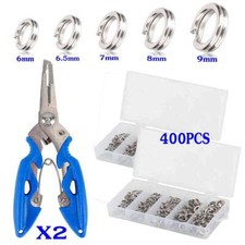 400Pcs Stainless Steel 5 Size Fishing Lures Split Rings For Fish Snap Connector