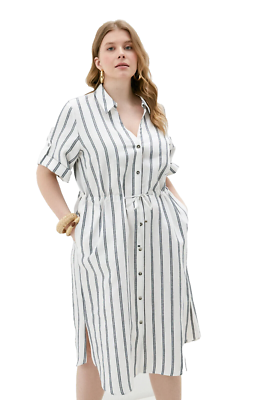 MARINA RINALDI Dress in LINEN-Cotton PLUS size (MR 31)Usa  W22-De52_It60_Fr56 | eBay