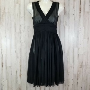 Banana-Republic-Womens-Dress-00P-Black-Sheer-Empire-Waist-Pintuck-Pleat-Side-Zip
