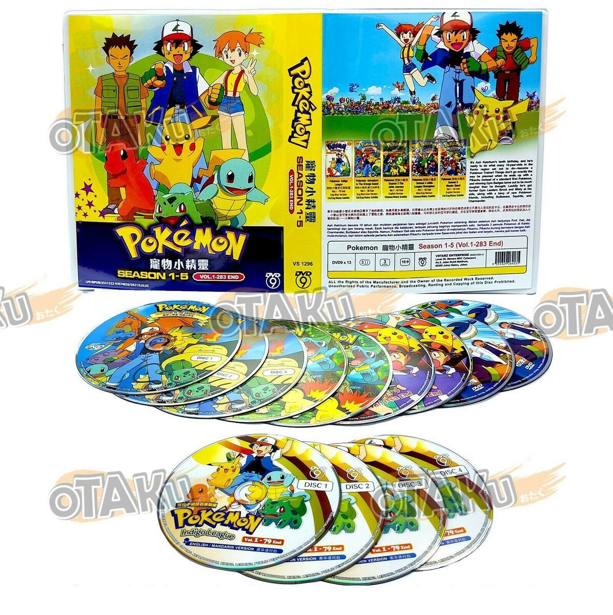 Anime DVD Pokemon Complete Series Season 1-5 Vol.1-283 End English Dubbed