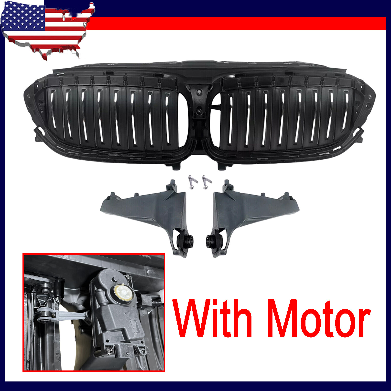 Front Radiator Shutter Grille Assembly With Motor For BMW 540i 530i G30 2017-20