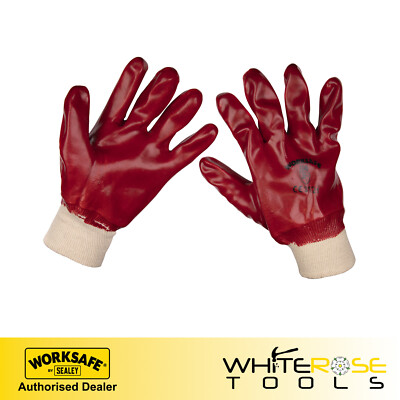 Worksafe by Sealey PVC Strick Handgelenk Handschuhe, X-Large - Packung mit 12 Paar