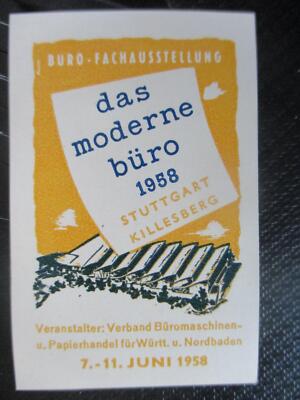 (10738) Reklamemarke - Fachausstellung das moderne Büro 1958, Stuttgart