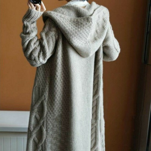 Lady Sweater Hoodie Knitted Coat Jacket 